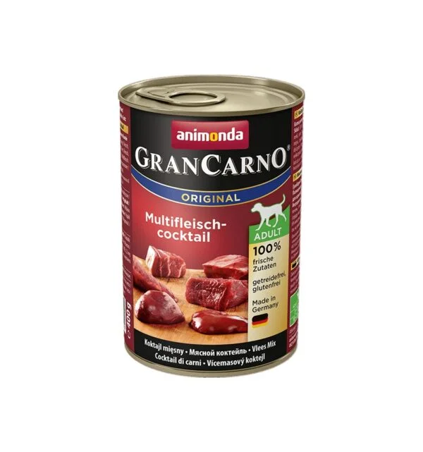 CAINI - Mancare umeda pentru caini GranCarno Adult Dog Multifleisch-Cocktail 400 gr
