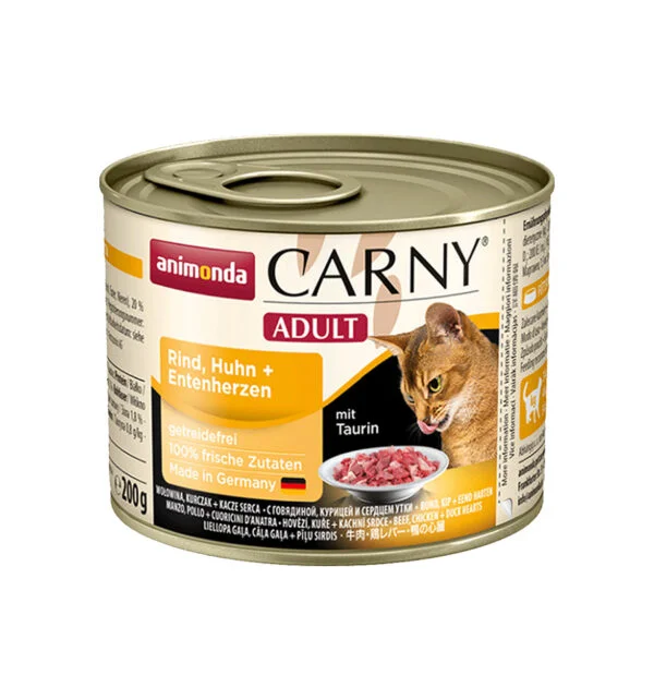PISICI - Mancare umeda pentru pisici Carny Cat Adult Vita + Pui + Inima Rata 200gr