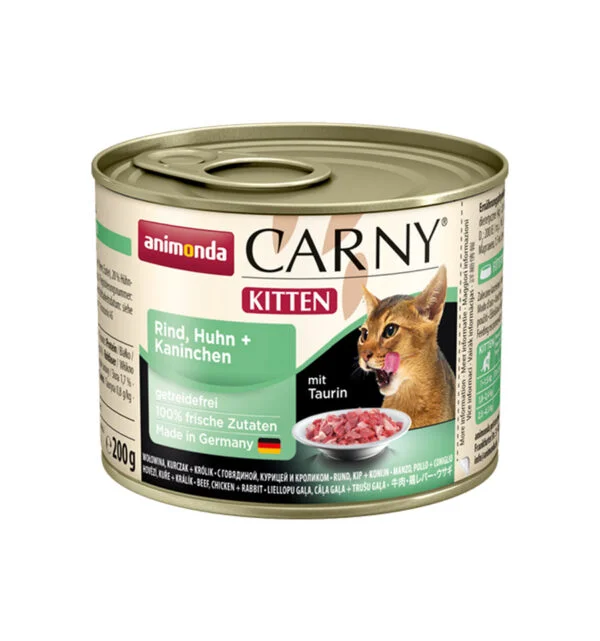 PISICI - Mancare umeda pentru pisici Carny Cat Junior, Vita + Pui + Iepure, 200g