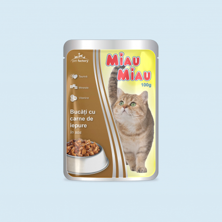 Hrana umeda pisici - MIAU MIAU Cat Plic Iepure 100g
