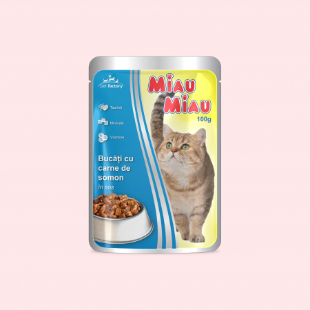 Hrana umeda pisici - MIAU MIAU Cat Plic Somon 100g