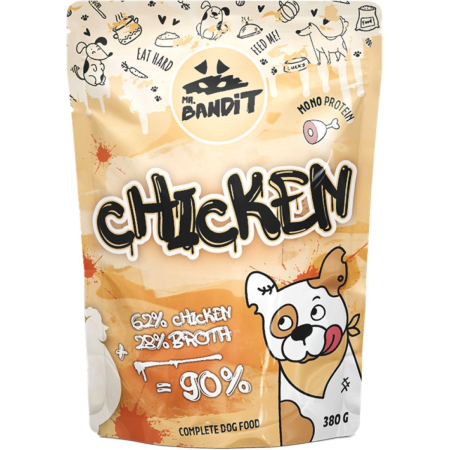 Hrana umeda caini - MR. BANDIT Hrana Umeda Monoproteica Pentru Caini, Carne de Pui in Sos, 380g