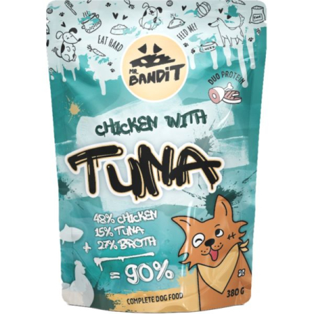 Hrana umeda caini - MR. BANDIT Hrana Umeda Pentru Caini, Carne de Pui si Ton in Sos, 380g