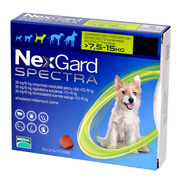 Suplimente caini - NexGard Spectra M comprimate masticabile, 7.5-15 kg, 3 comprimate