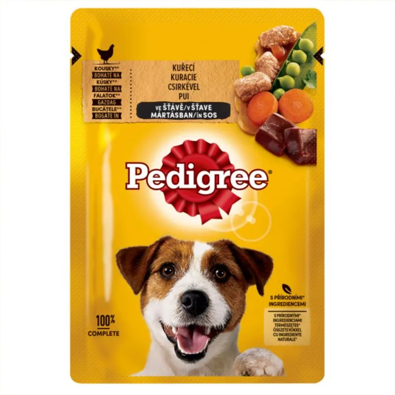 Hrana umeda caini - PEDIGREE, XS-XL, Pui și Legume, plic hrană umedă câini, (în sos), 100g