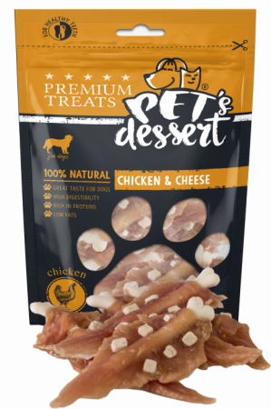 Recompense caini - Pet's Dessert Dog Chicken Cheese 80g