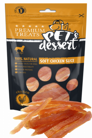 Recompense caini - Pet's Dessert Dog Soft Chicken Slice 80g