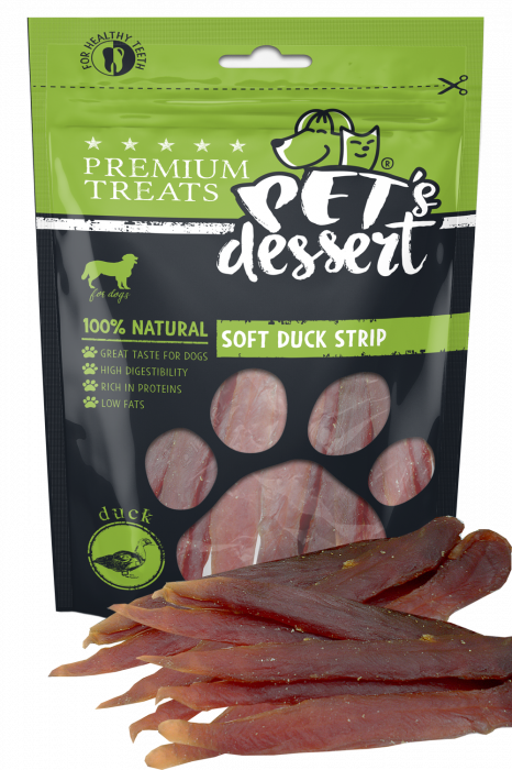 Recompense caini - Pet's Dessert Dog Soft Duck Strip 80g