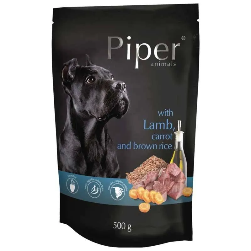 Hrana umeda caini - Piper Adult, miel, morcov si orez brun, 500g