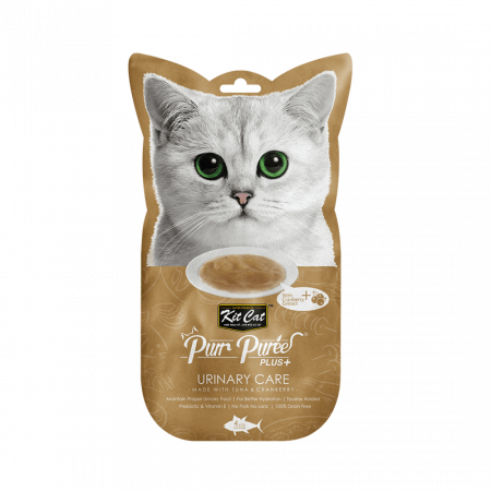 Recompense pisici - Recompense lichde pentru pisici Kit Cat Purr Puree Plus+ Urinary Care, ton si merisoare, 4x15g