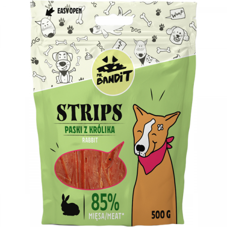 Recompense caini - Recompense pentru caini Mr. Bandit STRIPS, iepure, 80g