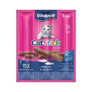 Recompense pisici - Recompense pentru pisici Vitakraft Cat Stick cu Cod si Merluciu 18 g