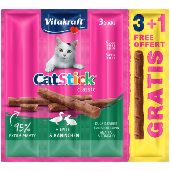 Recompense pisici - Recompense pentru pisici Vitakraft Cat Sticks Rata/Iepure 3+1 PROMO
