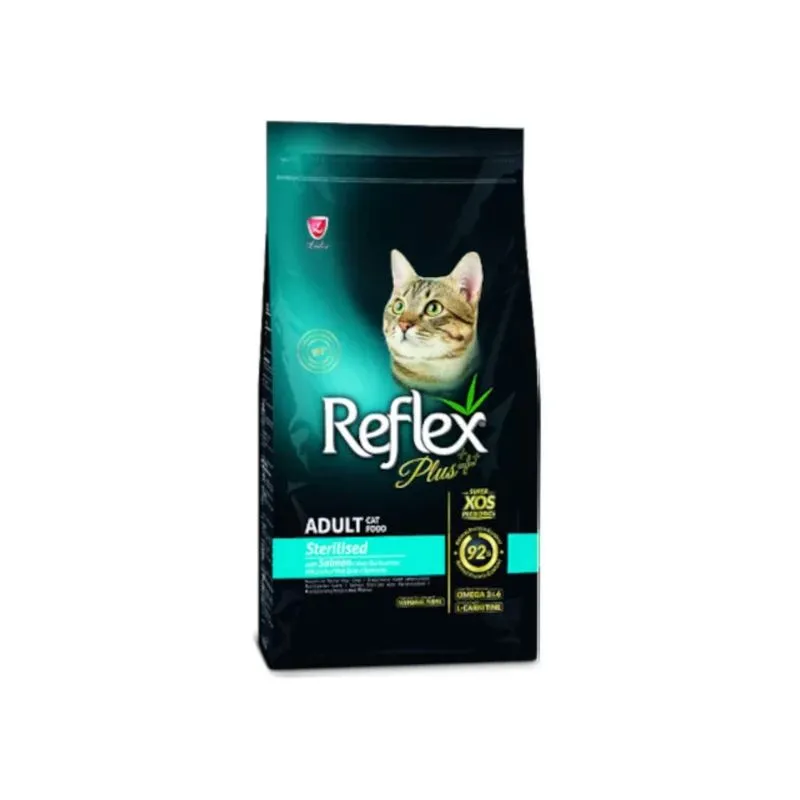 PISICI - REFLEX Plus Sterilised, Somon, hrană uscată pisici sterilizate, 8kg