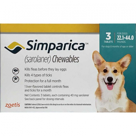 Suplimente caini - Simparica Caine 40 mg (10 - 20 kg), 3 comprimate