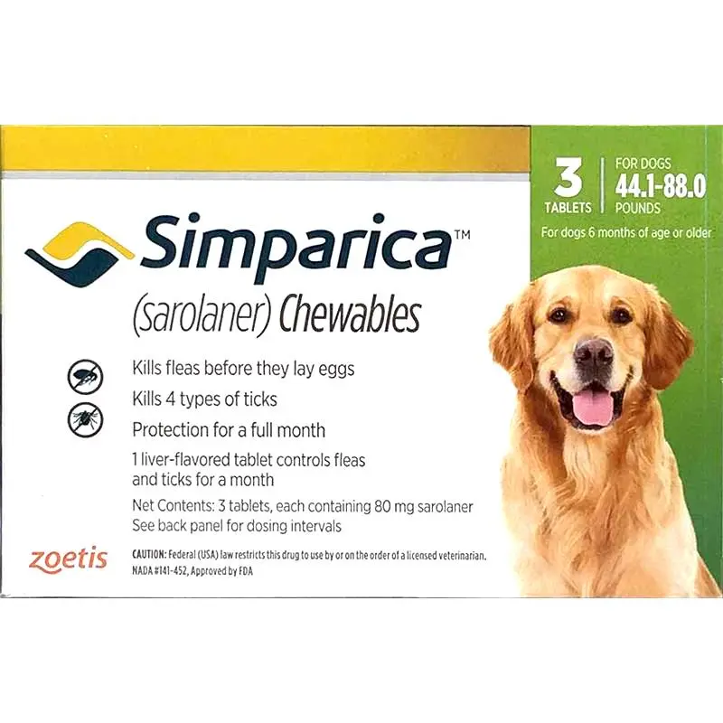 Suplimente caini - Simparica Caine 80 mg (20-40 kg), 3 comprimate