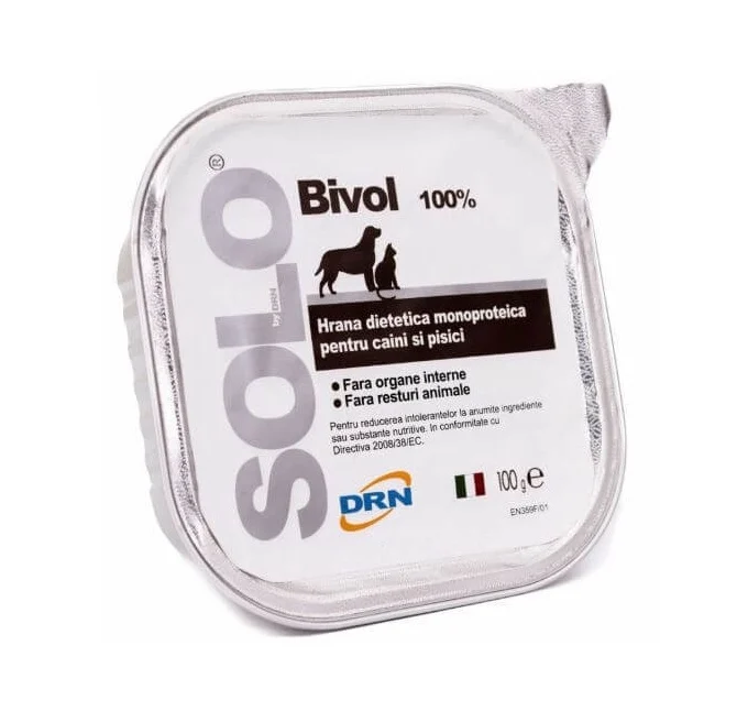 Afectiuni dermatologice - SOLO BIVOL hrană umedă monoproteică - 100 g