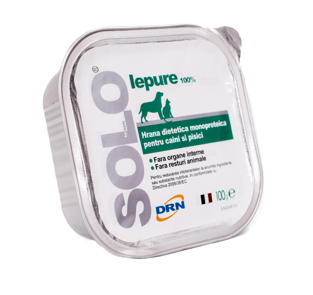 Afectiuni dermatologice - SOLO IEPURE hrană umedă monoproteică - 100 g