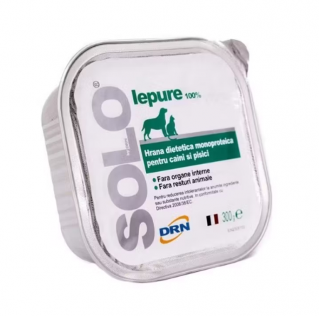 Afectiuni dermatologice - SOLO IEPURE hrană umedă monoproteică - 300 g