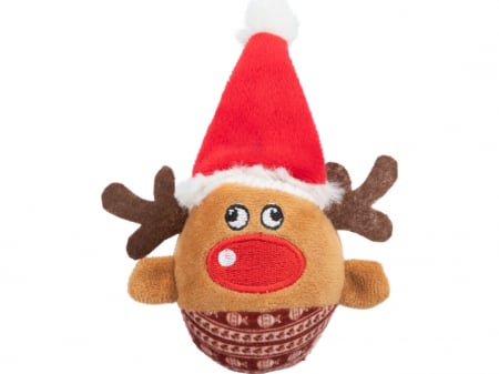 Jucarii caini - Trixie Jucarie Xmas, Ren Plus, Cu Zornaitoare, 6 x 12 cm