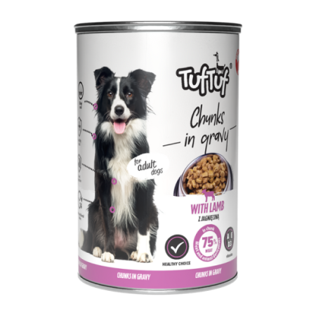 Hrana umeda caini - TUF TUF DOG -Hrana umeda CHUNKS cu MIEL- conserva 1250g