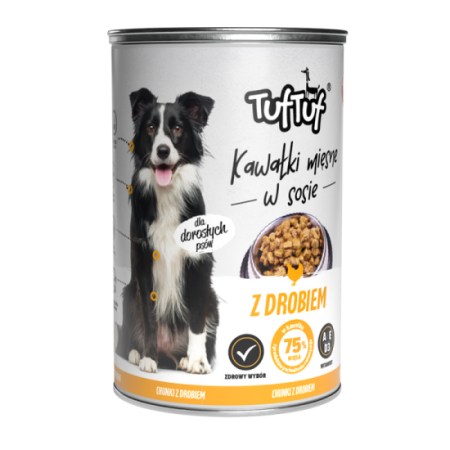 Hrana umeda caini - TUF TUF DOG -Hrana umeda CHUNKS cu PUI- conserva 1250g
