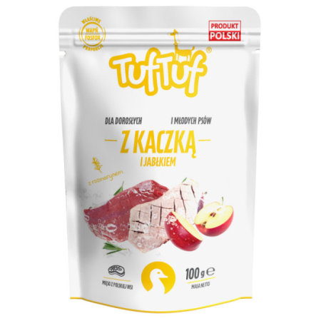 Hrana umeda caini - TUF TUF DOG- Hrana umeda cu RATA si MERE- plic 300g