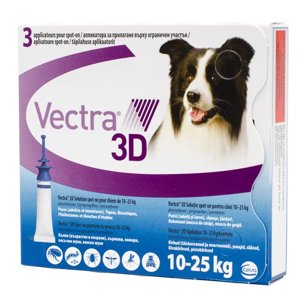 Suplimente caini - Vectra 3D soluţie spot-on pentru câini 10-25kg, 1 pipeta