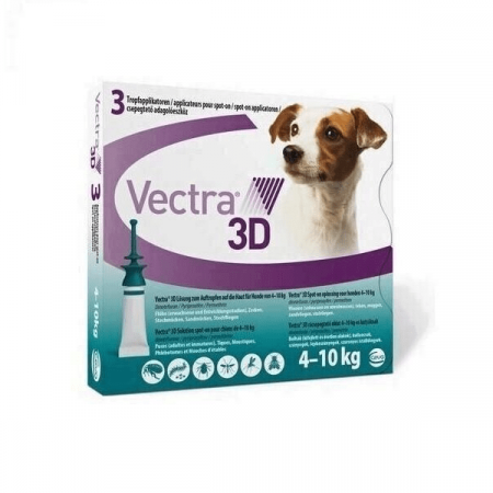 Suplimente caini - Vectra 3D soluţie spot-on pentru câini 4-10kg, 1 pipeta