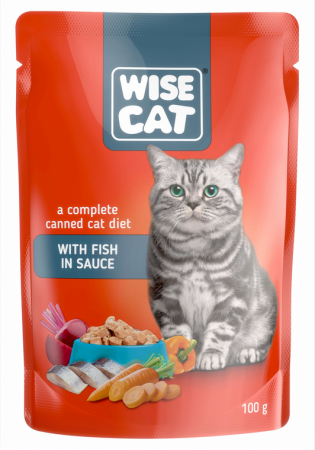 Hrana umeda pisici - Wise cat, hrana umeda pentru pisici cu peste in sos - 24x100 g