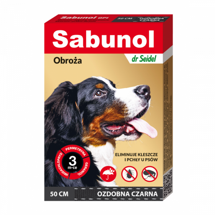 Antiparazitare interne si externe - Zgarda antiparazitara caini , Sabunol GPI talie medie 11-25 kg Negru , 50 cm