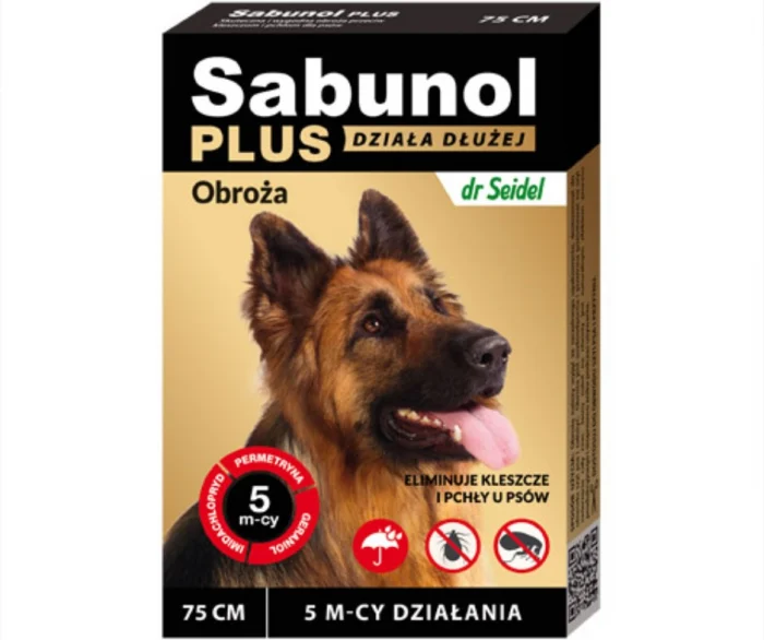 Antiparazitare interne si externe - Zgarda antiparazitara caini , Sabunol Plus talie mare , 75 cm  26-50kg