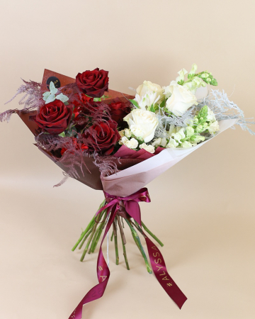 Buchete de Flori - Buchet Mix de Flori "White & Red"
