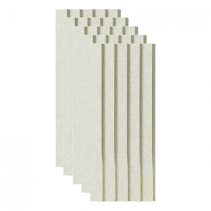 Set 5 panouri decorative, riflaj, polimer rigid, 270x12x 1.1 cm, crem [1]