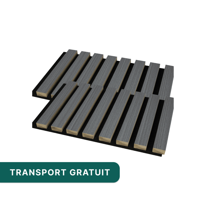 Set 2 panouri riflaj acustic decorativ, mdf si pasla, 260x30x2.1cm,gri inchis [1]