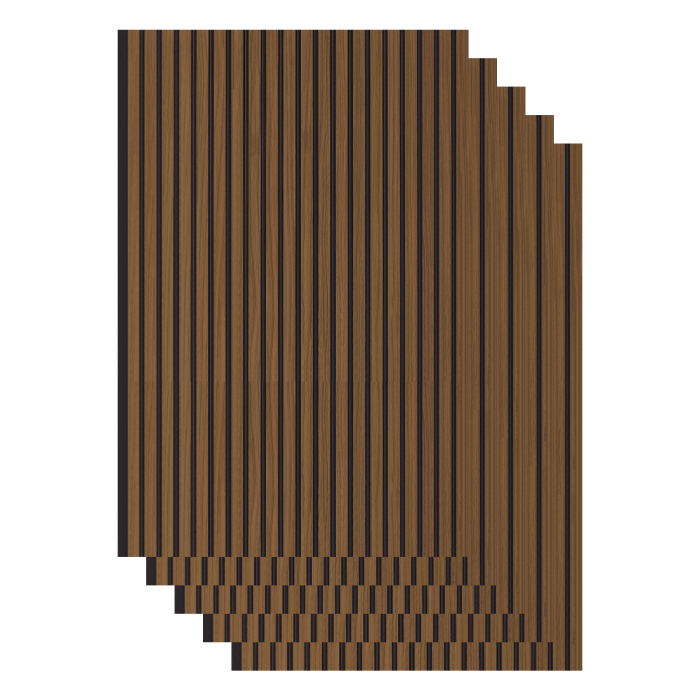 Set 5 panouri decorative,riflaj,polimer rigid,260x30x0.5 cm, maro [1]