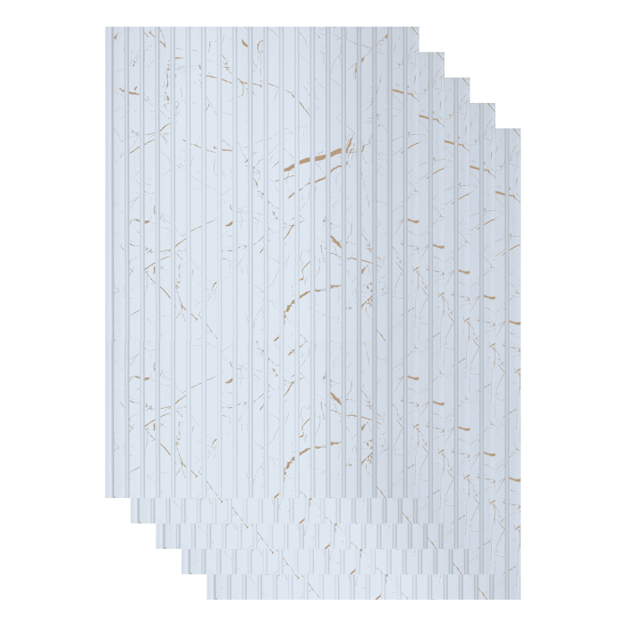 Set 5 panouri decorative,riflaj,polimer rigid,260x30x0.5cm, alb model [1]