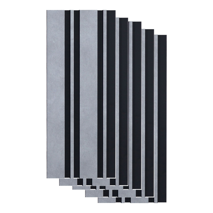 Set 5 panouri decorative, riflaj, polimer rigid,244 x 12 x 1.2 ,gri/negru [1]