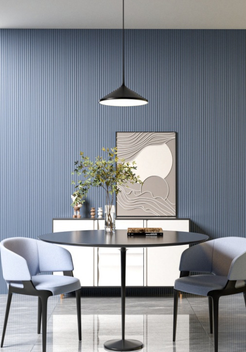 Set 2 panouri decorative,riflaj,polimer rigid,260x15x1.2 cm, albastru închis [2]