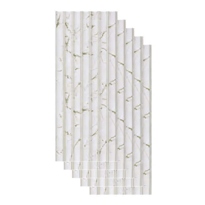 Set 5 panouri decorative,riflaj,polimer rigid ,260x20x1 cm, alb model [1]