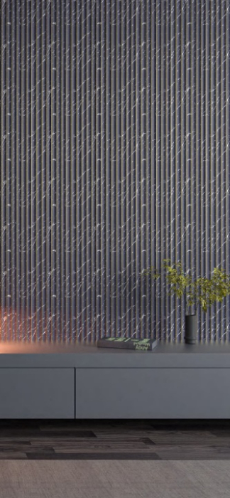 Set 5 panouri decorative,riflaj,polimer rigid ,260x20x1 cm, gri inchis [2]