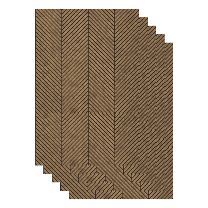 Set 5 panouri decorative,riflaj,polimer rigid,260x30x0.5cm, maro [1]