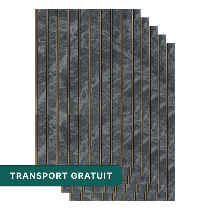 Set 5 panouri decorative ,riflaj ,polimer rigid,260x31x0.6cm, albastru model [1]