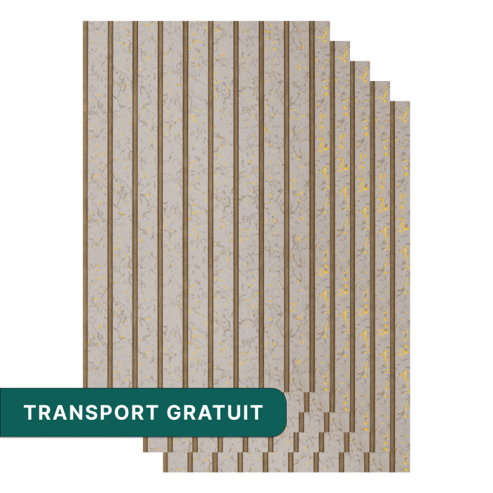 Set 5 panouri decorative ,riflaj ,polimer rigid,260x31x0.8cm, auriu model [1]