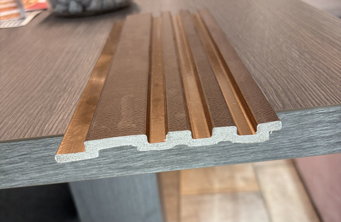 Set 2 panouri decorative, riflaj, polimer rigid, 270 x12 x 1.2 cm, auriu [4]