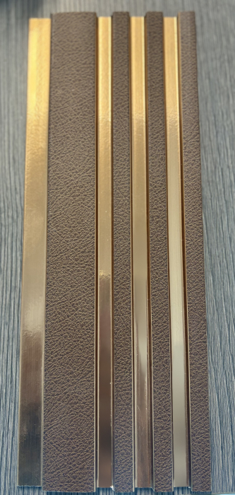 Set 2 panouri decorative, riflaj, polimer rigid, 270 x12 x 1.2 cm, auriu [3]