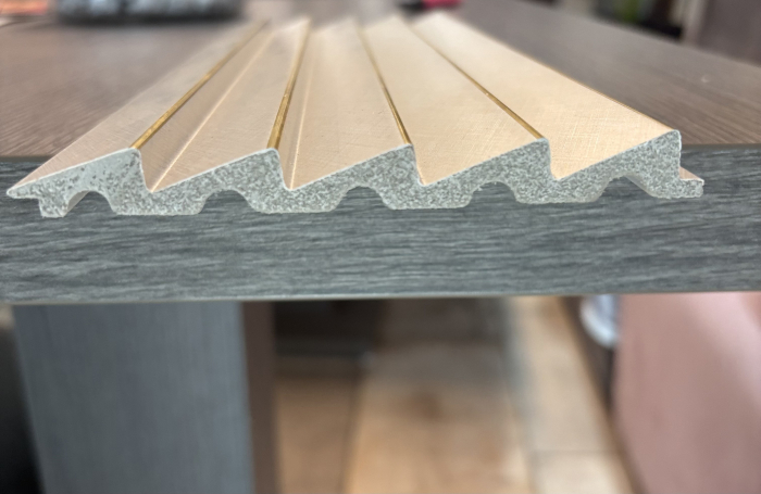 Set 5 panouri decorative, riflaj, polimer rigid, 270x12x 1.1 cm, crem [4]