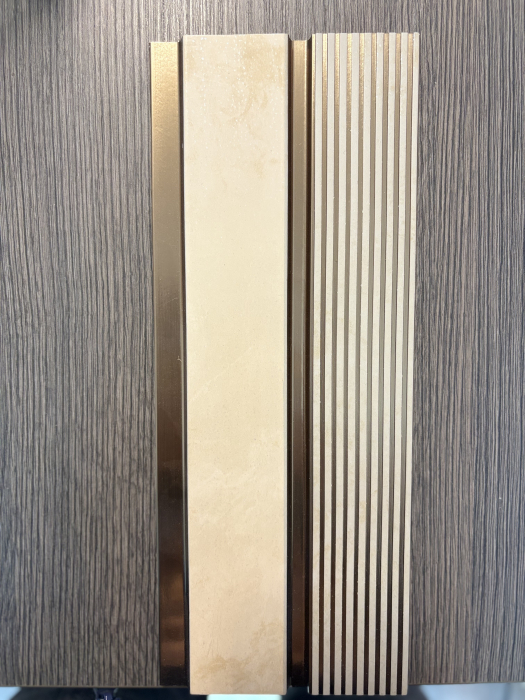 Set 2 panouri decorative, riflaj, polimer rigid, 270x12x1.2 cm, auriu [4]