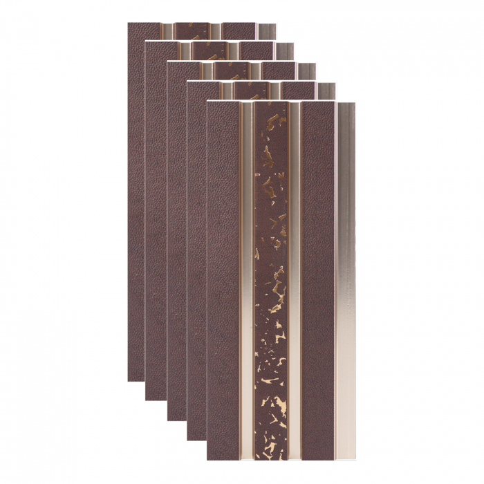 Set 5 panouri decorative, riflaj, polimer rigid,270x12x1.2cm, maro [1]