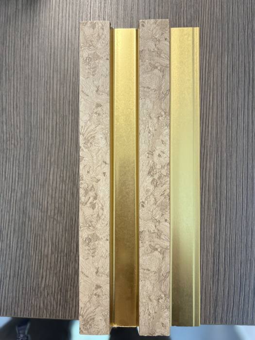 Set 5 panouri decorative, riflaj, polimer rigid, 270x12x2 cm, auriu [2]